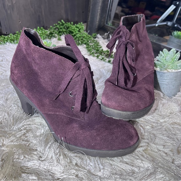 Aerosoles Ruffalo Suede Lace Up Bootie - EGGPLANT PURPLE - Size 8M - Picture 7 of 16